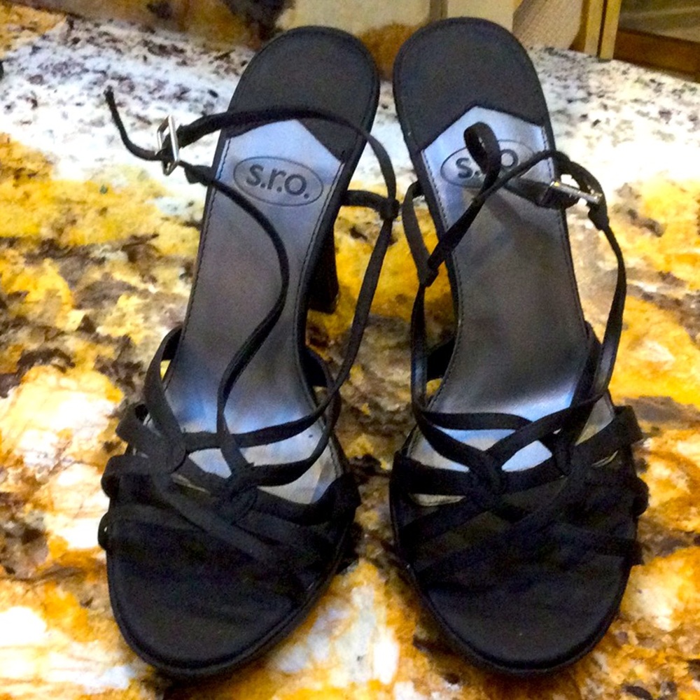 - Dress black heeled sandals